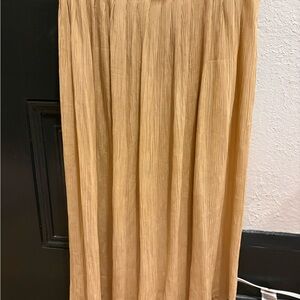 Vintage Crepe Tan Pleated Skirt